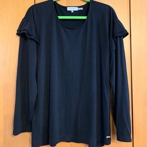 Calvin Klein Women’s Ruffle Sleeve Top In Black.